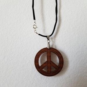Jewelry - Vintage Natural Wood Peace Necklace Jewelry - Vintage Natural Wood Peace Necklace